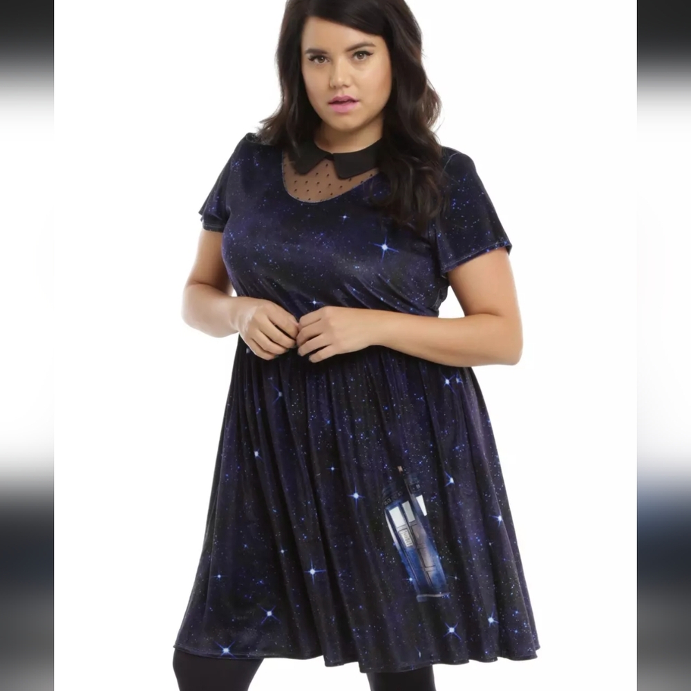 NWOT Blue Velvet Galaxy Doctor Who TARDIS Dress